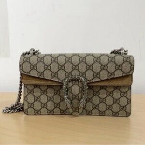 Gucci Brown GG Supreme Dionysus Shoulder Bag with Chain Strap